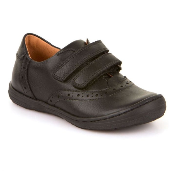 black leather velcro shoes